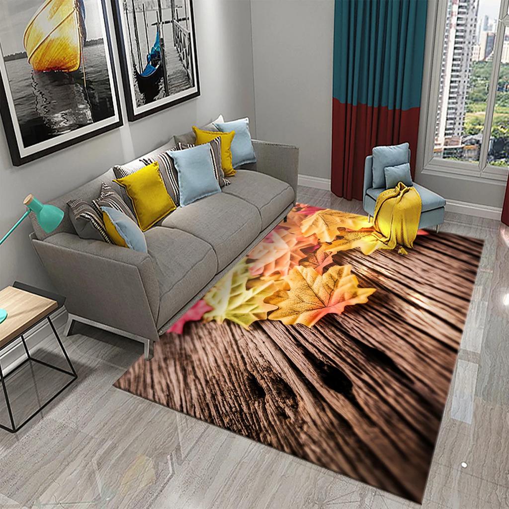 3D Colorful Leaves Carpet for Bathroom Entrance Door Anti-slip Floor Mat Kitchen Rug Mat for Living Room Bedroom Decor Area Mats