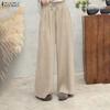 ZANZEA Women Casual Elastic Waist Solid Color Loose Pants