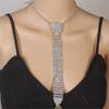 Stylish Rhinestones Tie Long Necklace Fashion Accessory For Parties Weddings And Formal Occasion Dressingup Neckpiece