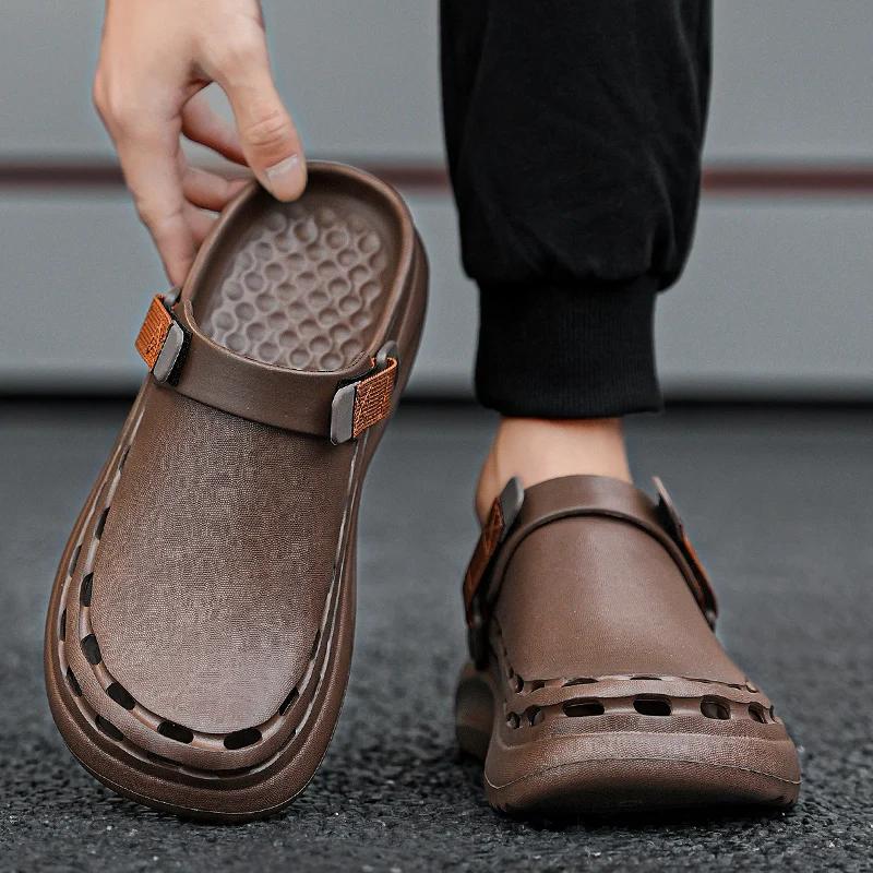 Quick-Dry Eva Solid Color Mens Sandals Fashion Trendy Lightweight Outdoor Travel Essentials Beach Shoes Casual Men’S Slippers