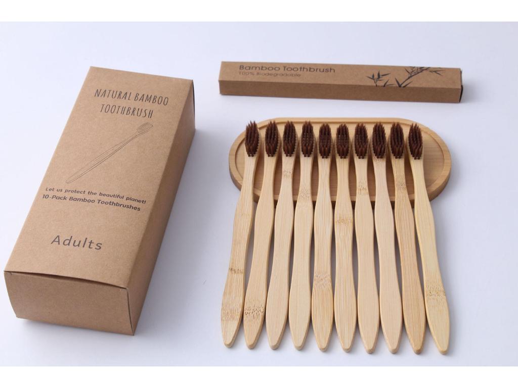 10-Pack Soft Bristle Bamboo Toothbrush Set for Adults - Ideal for Home, Hotel, or B&B, Custom Labeling Available