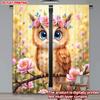 2D flat printing 2pcs Classic Christmas Curtains Spring Owl with Flowers Digital Printed Polyester Drapes Family Party for