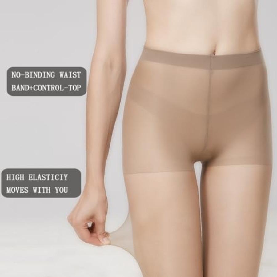 Women'S Sheer Tights 20D High Waist Control Top Pantyhose With Reinforced Toes