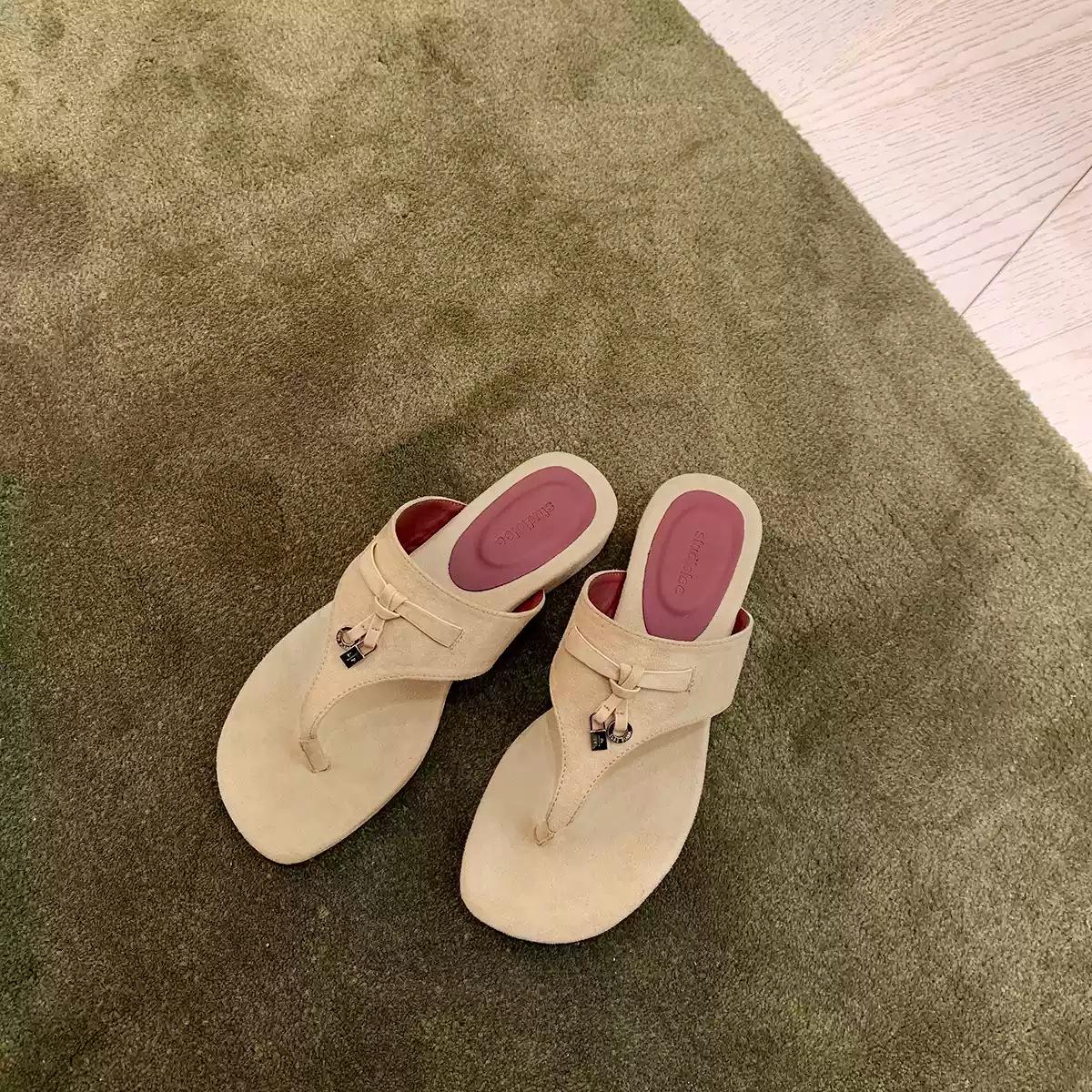 

Grape mother has the same style in stock~ French temperament herringbone toe tassel outer wear versatile low heel cool slippers women s spring and su 34