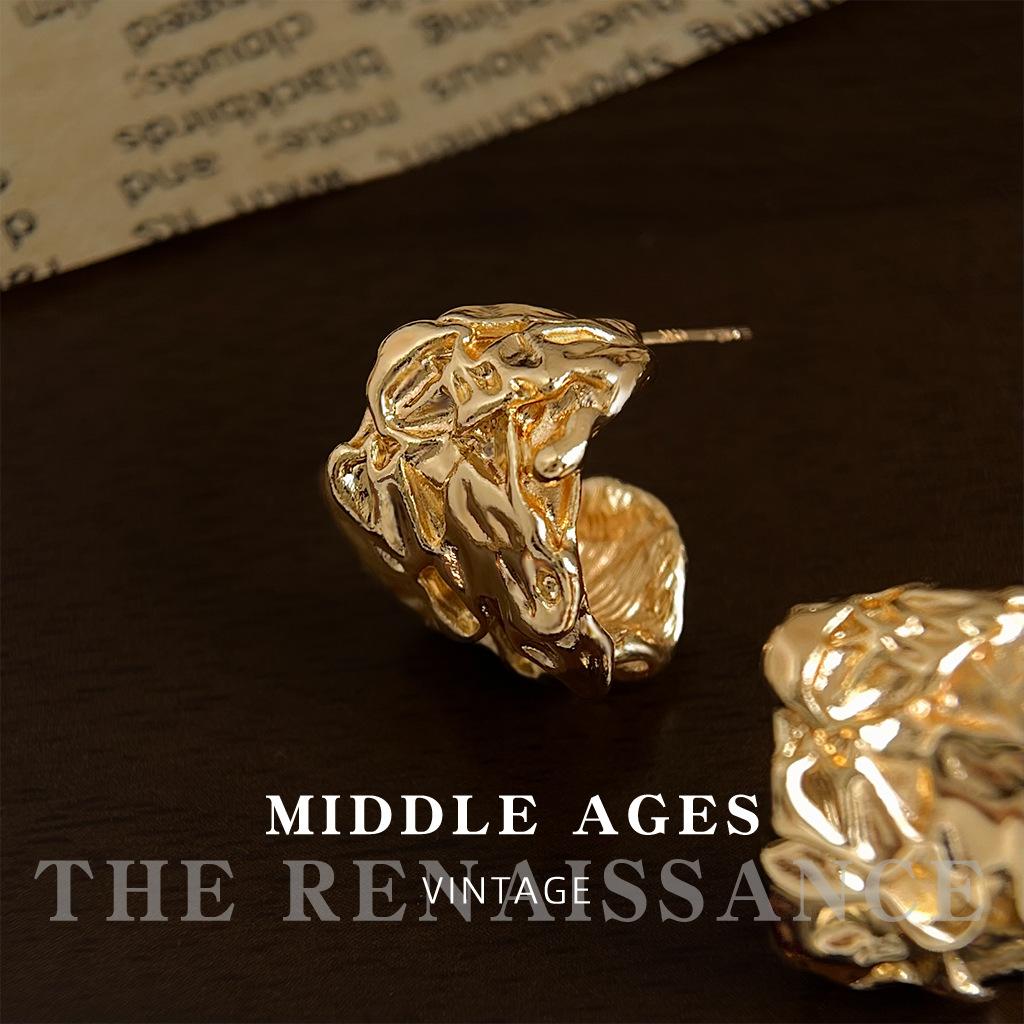 Серьги C-образной формы с неровной текстурой, модные нишевые серьги с темпераментом, женские