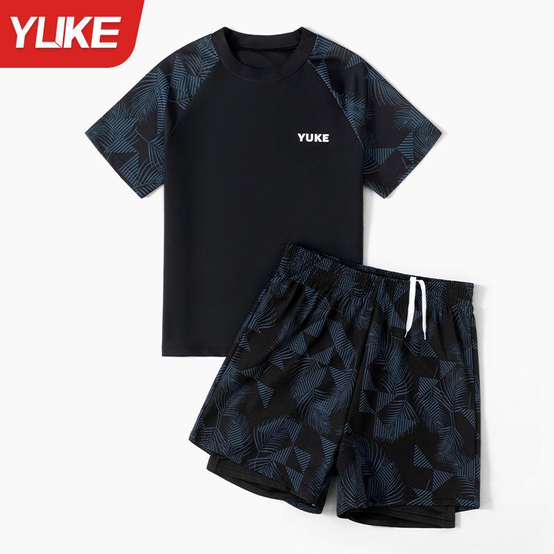 2024 Boys' Plus-size Kids' Swimsuit Set: Split Hot Spring Trunks for Teens