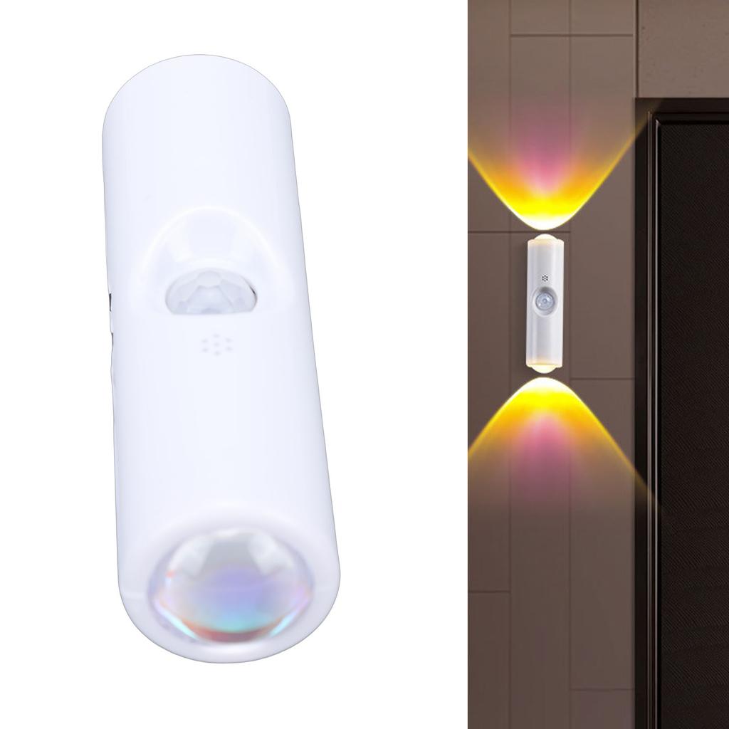 Double Head Wall Ambient Light 3 Lighting Modes Smart Motion Sensor RGB Colorful Rechargeable Sconce Wall Night Light White Shell