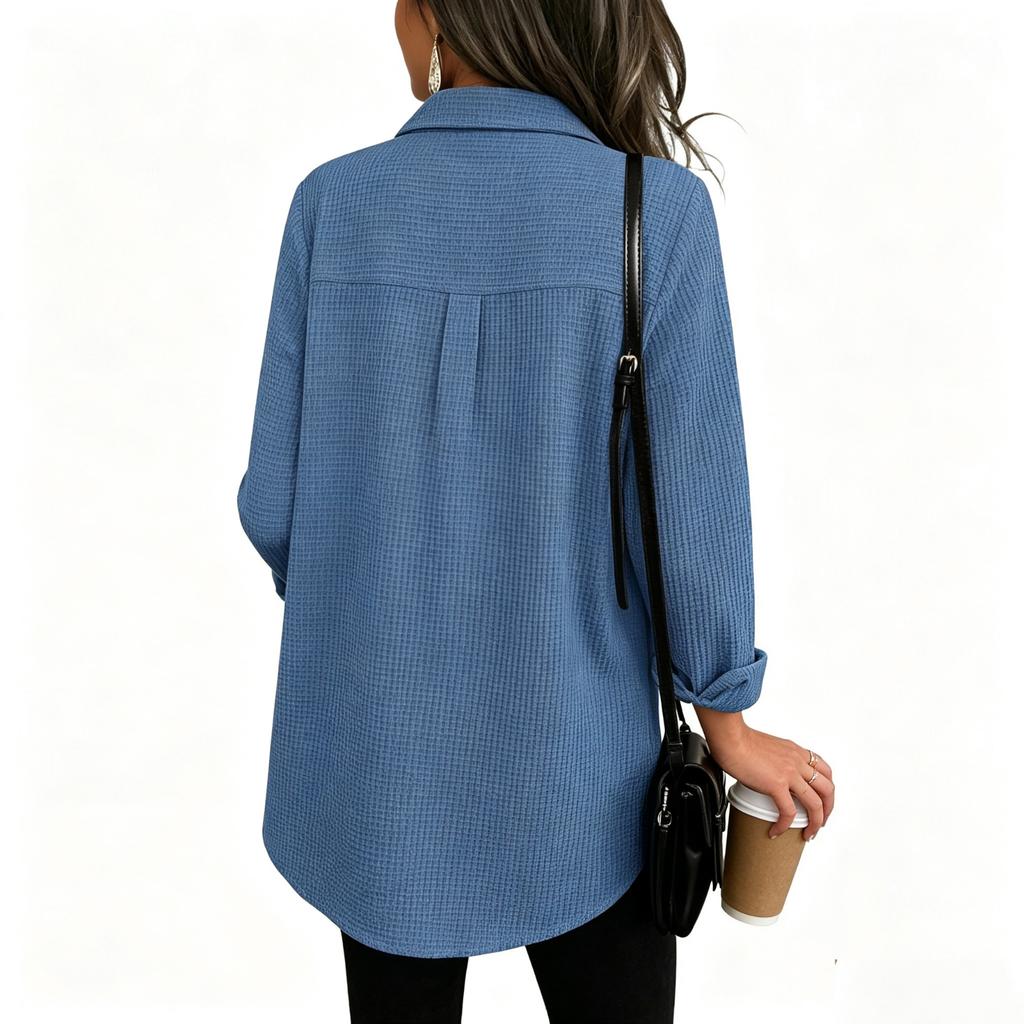Women's Fashion Loose Fit Button Down Cardigan, Long Sleeve Shirt Top for Everyday Wear