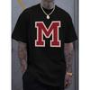 European Size Men's New Fashion  M Letter Print Casual Short Sleeve, Cool, Stylish, Versatile, and Comfortable Summer Men's Casual Short Sleeve