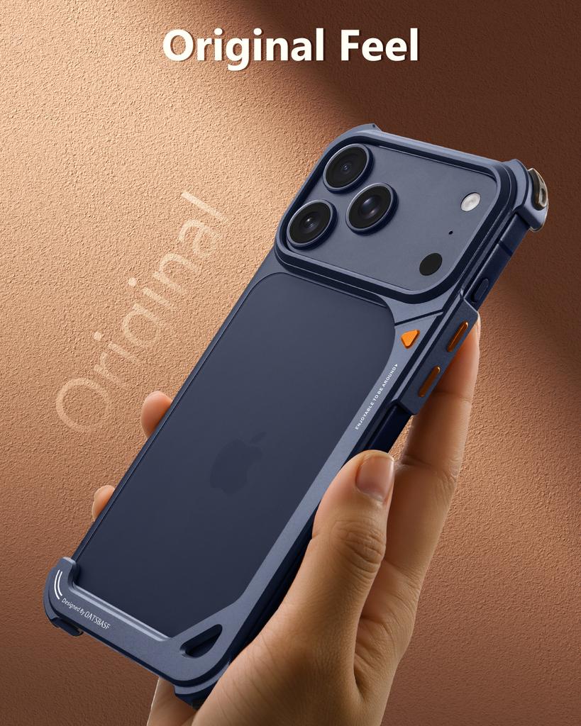 Oatsbasf Metalen Frameloze Telefoonhoes voor iPhone 17 Pro Max & 17 Pro Schokbestendige Bumper 9 Vorm Telefoonhoesje Blote Telefoon Gevoel Shell