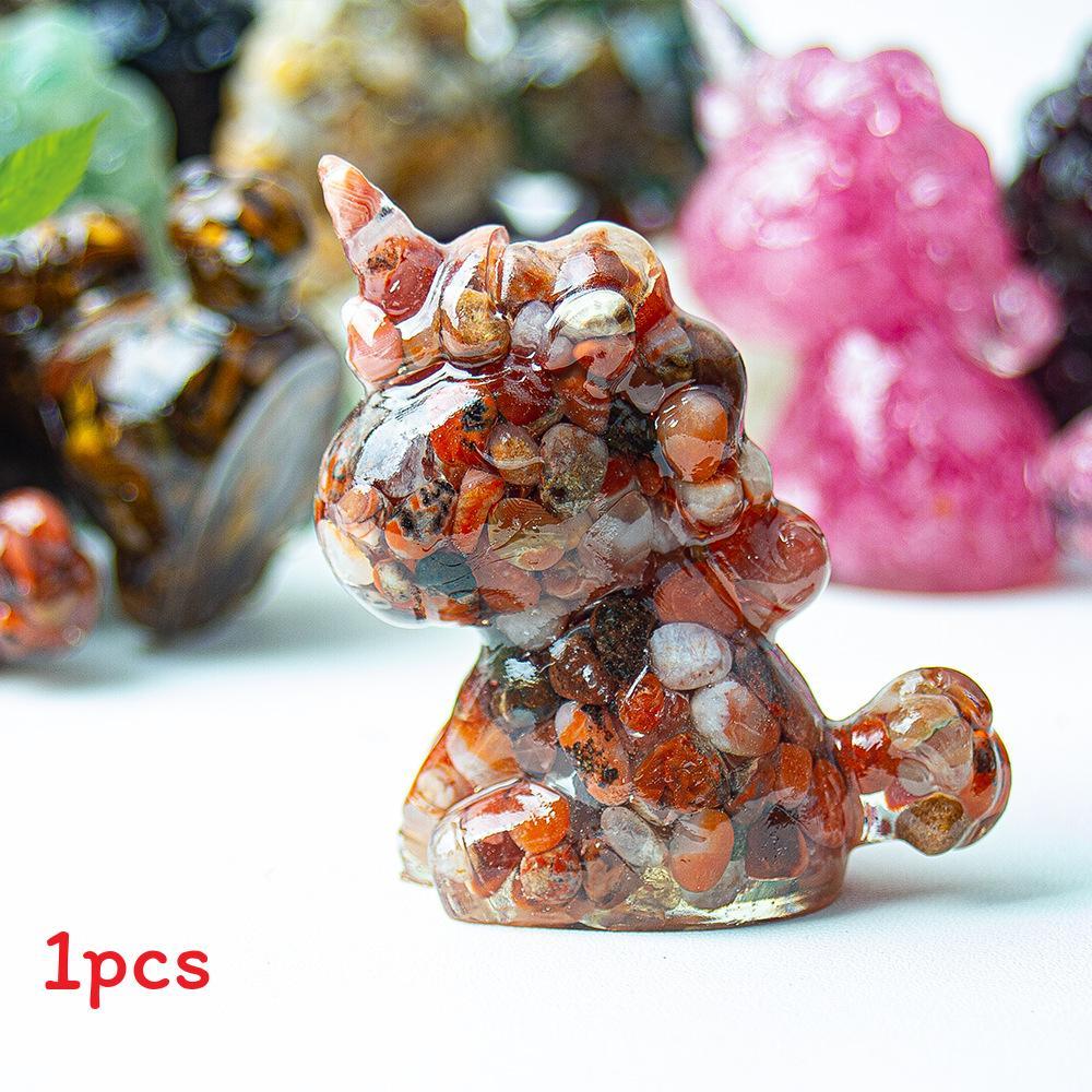 Unicorn Resin Figurine With Handcrafted Crystal Texture For Home Decor And Giftgiving