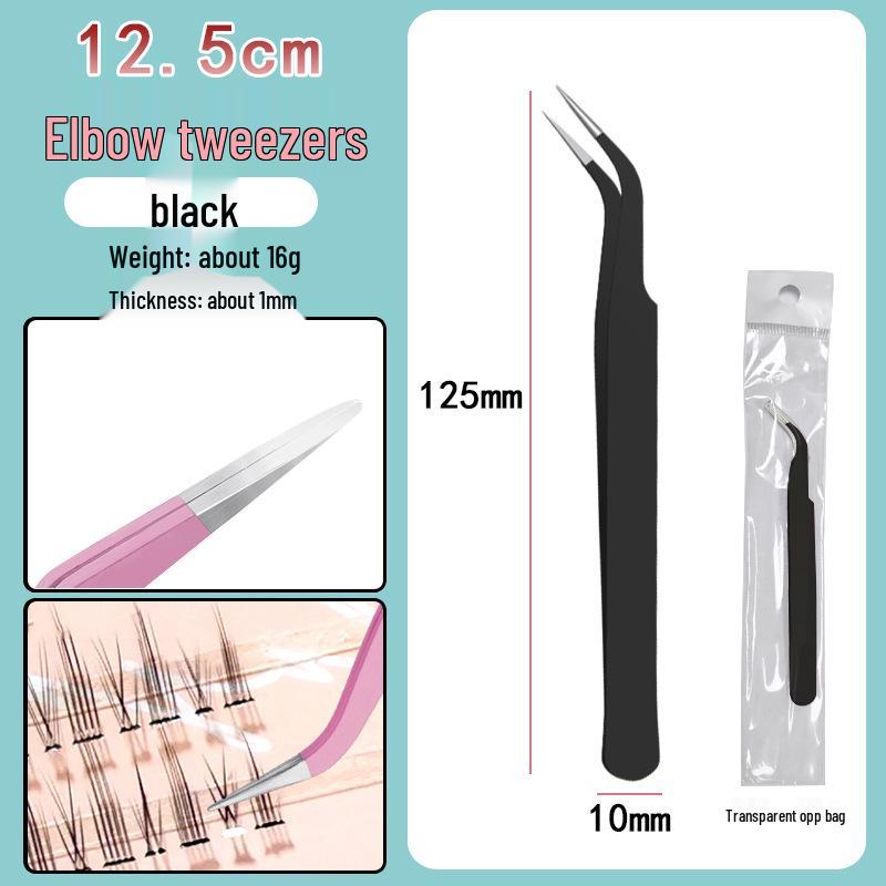 Colorful Stainless Steel Curved Tweezers for False Eyelashes and Planner Clips