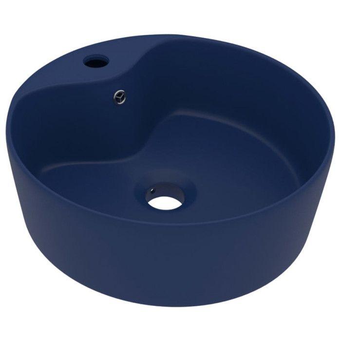 VidaXL Lavabo de Luxe avec Trop-plein Vasque à Poser de Toilette Lave-mains de Salle de Bain Salle Cosmétique Maison Bleu 147034