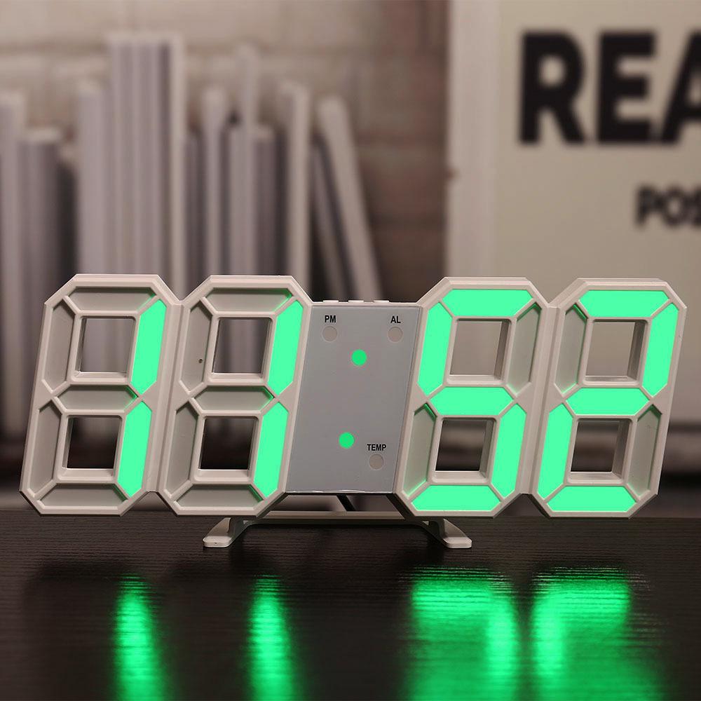 3D LED Digital Clock with Alarm, Calendar, and Thermometer for Living Room Wall