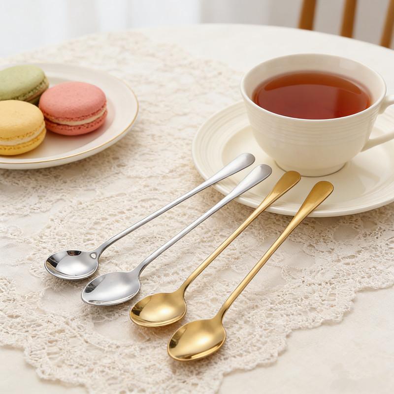 6 Stück Kaffeelöffel Langer Griff Eis Dessert Teelöffel für Picknick Trinkgeschirr Geschirr Küchenset Zubehör