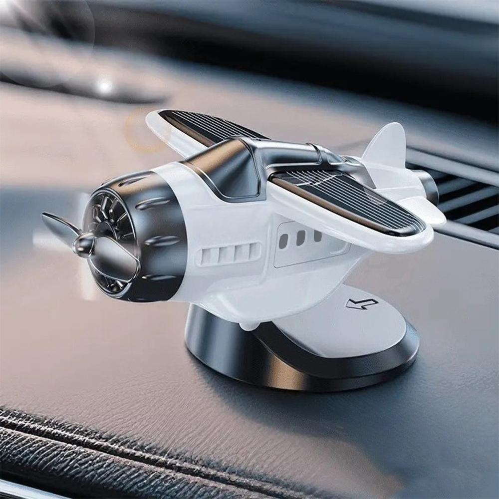 Solar-Powered Rotating Airplane Car Air Freshener. An Innovative Fragrance Diffuser and Decorative Piece for Your Car Dashboard.