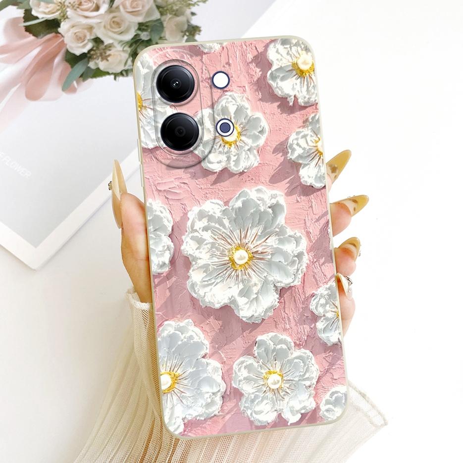 For Vivo Y05 4G Case New Luxury Bow Love Heart Painted Cover Soft TPU Phone Case For Vivo Y11d Y 05 VivoY05 VivoY11d Fundas Bags