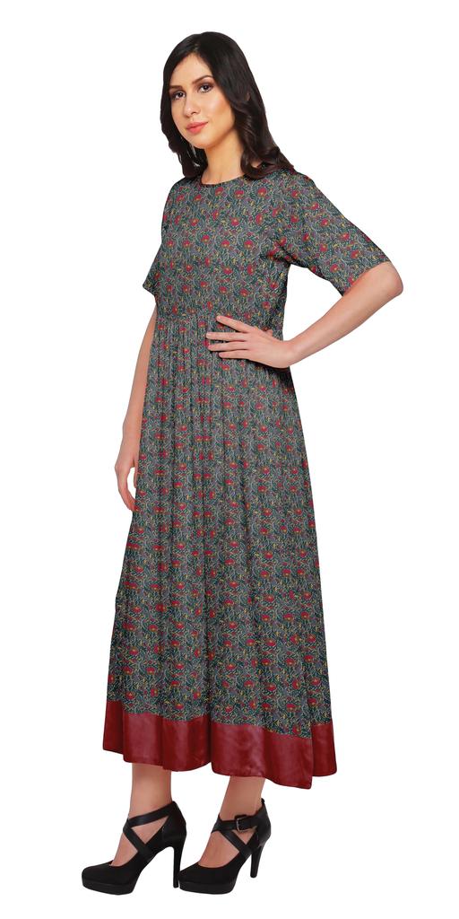 Moomaya Impresos Kurti Codo Manga T Nica Vestidos De Verano De La Mujer