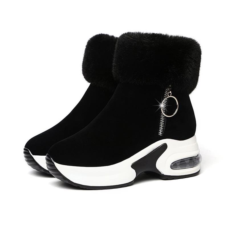 Inner Height-increasing Snow Boots Women's Cotton Shoes 2025 Winter New Casual Mother Cotton Boots Thick-soled Versatile Velvet Warm Boots