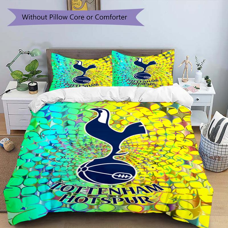 Tottenham Hotspur F.C Design Printed Pattern Duvet Cover Set – Includes 1 Duvet Cover and 2 Matching Pillowcases Bedroom Decor Christmas Gifts