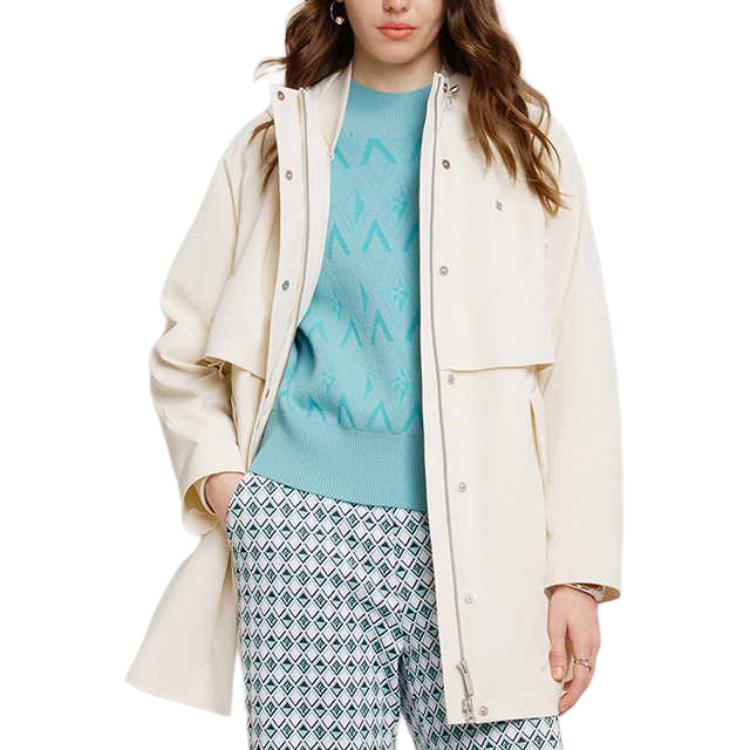 FILA Solid Color Zipper Hooded Reversible Long Sleeve Cotton Jacket Women jackets Mist-Lotus-White F11W414904F-IV