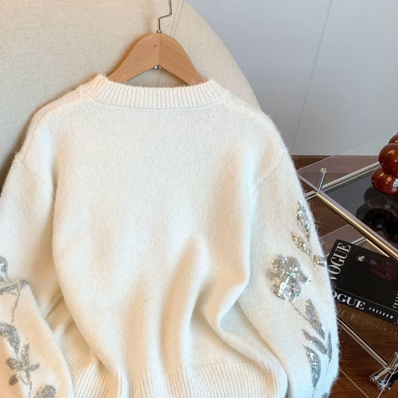 Wool Sweater for Women Autumn Winter Thickened Pullover Warm Knitted Stretchy Long Sleeve Oversize Jumper Tops