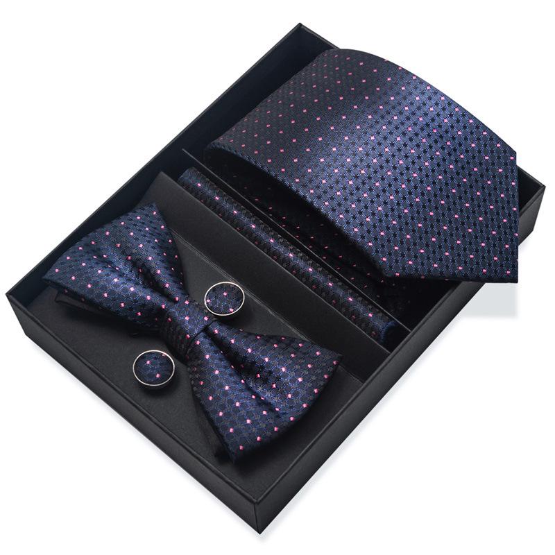 Set de 6 piezas, Corbata de Vestir de Negocios 8 cm Corbata para Hombre Set de Pajarita Caja de Regalo.