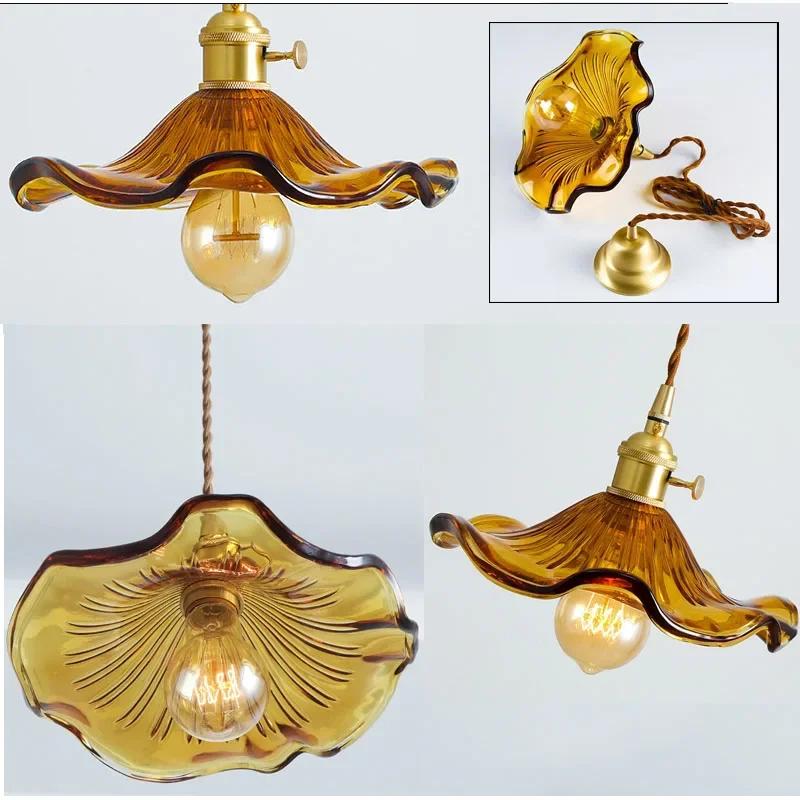 Nordic Sederhana LED Pendant Light Perlengkapan Kamar Tidur Ruang Tamu Bar Berwarna-warni Kaca Lam Gantung Copper Lantern