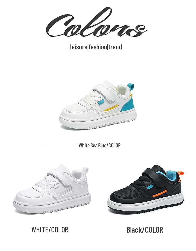 Kids' White Leather Skate Shoes for Boys - Comfortable Casual Footwear for Primary and Big Kids