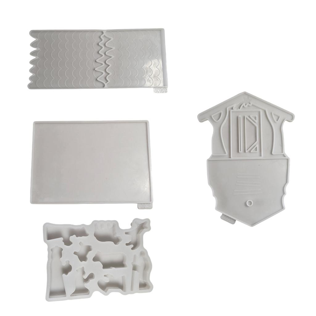 Flexible Silicone Mold Nativity House Decoration Making Mould Temperature Resistant Gypsum Mould for Desk Ornament