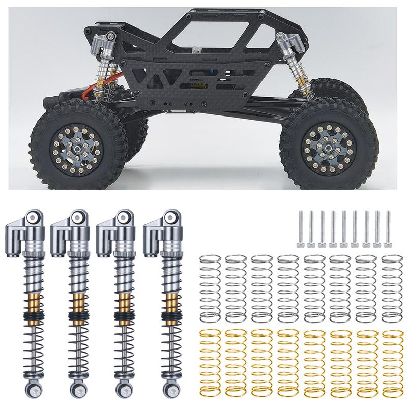 YEAHRUN 4PCS 53mm Shock Absorber Aluminum Threaded Tele Damper Upgrades for 1/24 RC Car Axial SCX24 JLU Gladiator Micro Crawler
