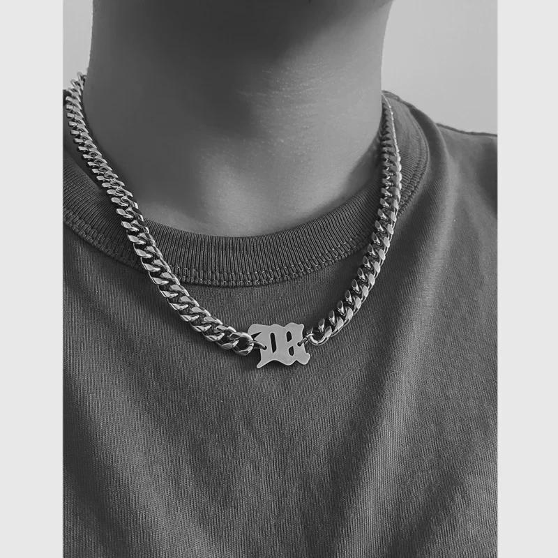 Gagge Modny Tytanowa Stal Hip-Hop Łańcuszek na Obojczyk i Gruba Bransoletka dla Mężczyzn i Kobiet