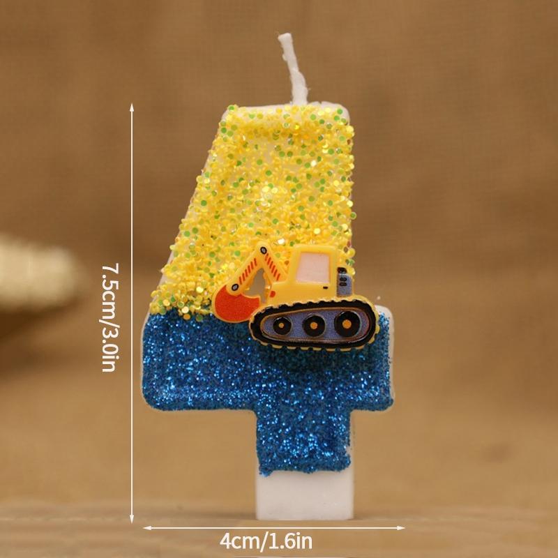 

Excavator Shape Birthday Candles 0-9 Digital Candles Cake Topper Decoration Handmade Birthday Candles Bougie Anniversaire