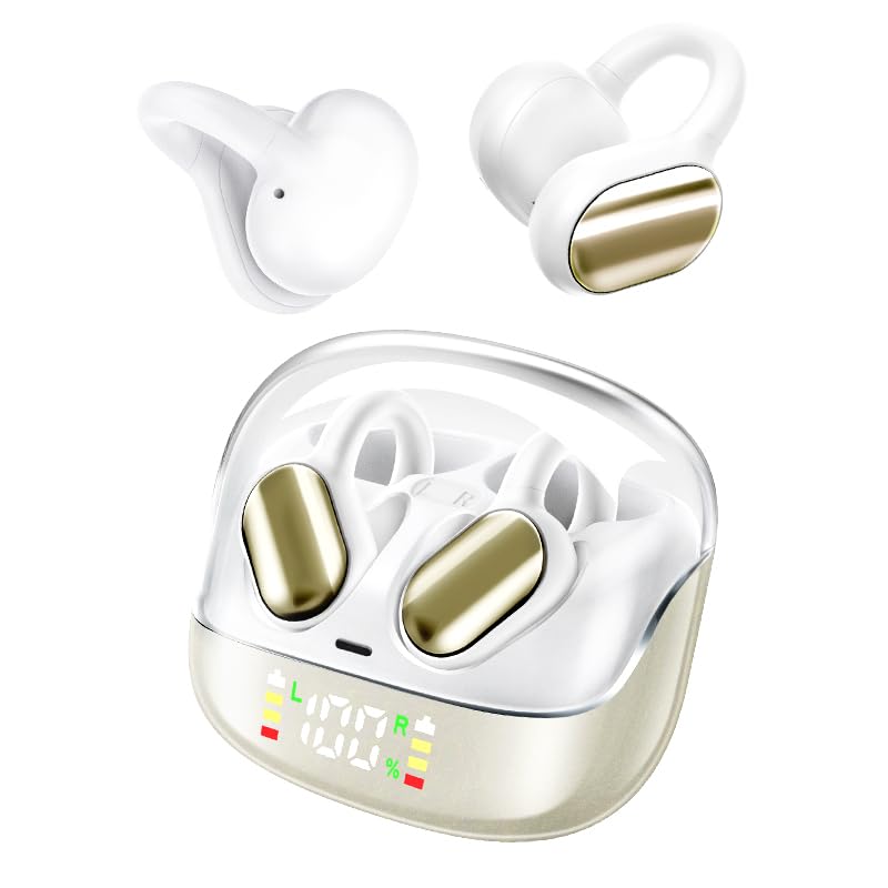 

Bluetooth Wireless Earphones [2025 New Model, Evolution of Bone Conduction, Open-Ear Earphones] Ear-Clip Style, Non-Clogged, Bluetooth 5.4, 65 Hours