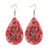 Sexy Leopard Love Print PU Earrings for Women Girls, Romantic "XOXO" Jewelry Drop Earrings, Wedding Engagement Festive Hoop Earring Jewelry,