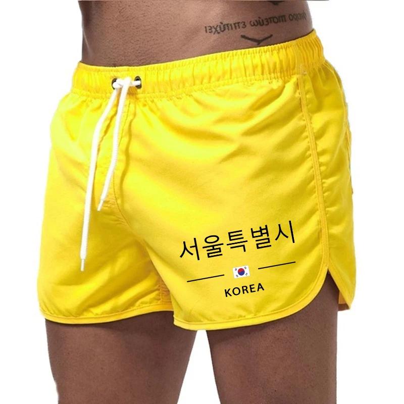 

2025 New Arrival Men s Seou Kerean Printed Board Shorts Summer Beach Casual Fashion Sport Short Pants Gym Running Fitness Shorts 3XL жёлтый