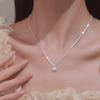 New Sparkling Silver Necklace with White Zircon Pendant Women Trendy Clavicle Chain Choker Wedding Party Jewelry Gift