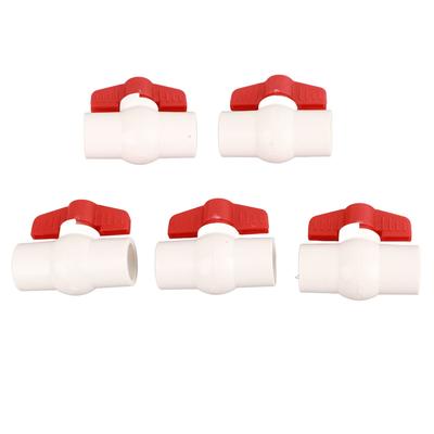 5 Stück Kugelhahn Flacher T-Griff PVC Wasserversorgung Kugelhahn Schalter für Schwimmbäder 20mm0.8in