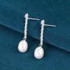 S925 Sterling Silver Pearl Earrings with Rhinestones - Elegant Hong Kong Style Luxury Earring Drops