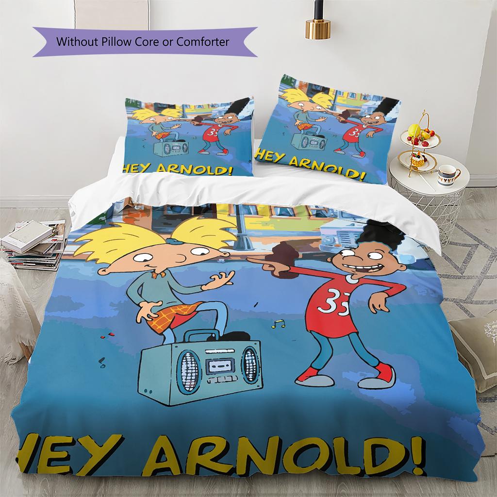 Hey Arnold Pattern Bedding Home Decoration Birthday Gift (1 * duvet cover + 2 * pillowcase, without core)