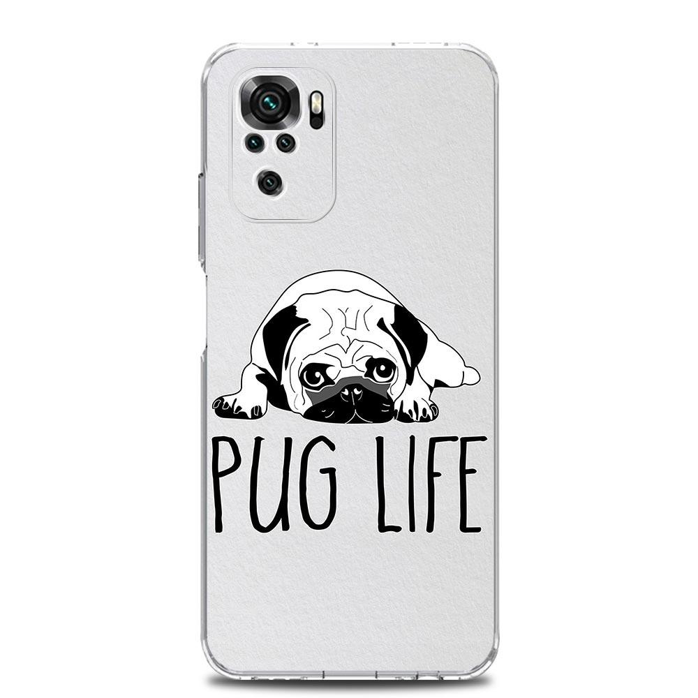 Phone Case For Xiaomi Redmi Note 14 13 12 4G 9S 9 10 11 Pro Plus 5G 14C 13C 12C 10C 9A Soft TPU Cover Animal Black Pug close up