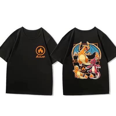 2025 Summer New Creative Pokemon-themed Printed T-shirts Loose and Fashionable Short-sleeved Couple Tops for Men and Women
