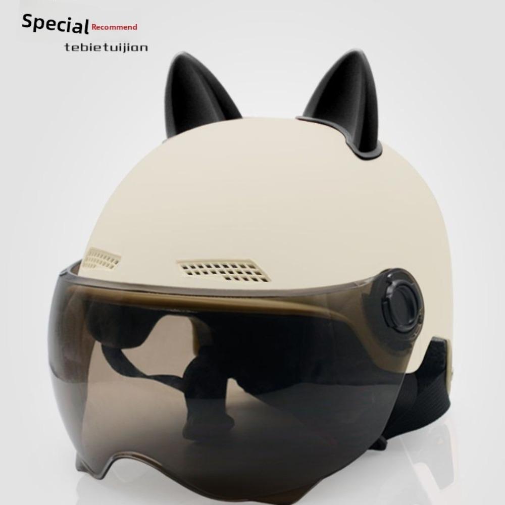 Suitable for Electric Vehicles, Women's Summer Sunscreen, Women's Battery Car, An Hat, Cute Cat Ears, Universal In All Seasons, Half Helmet Men