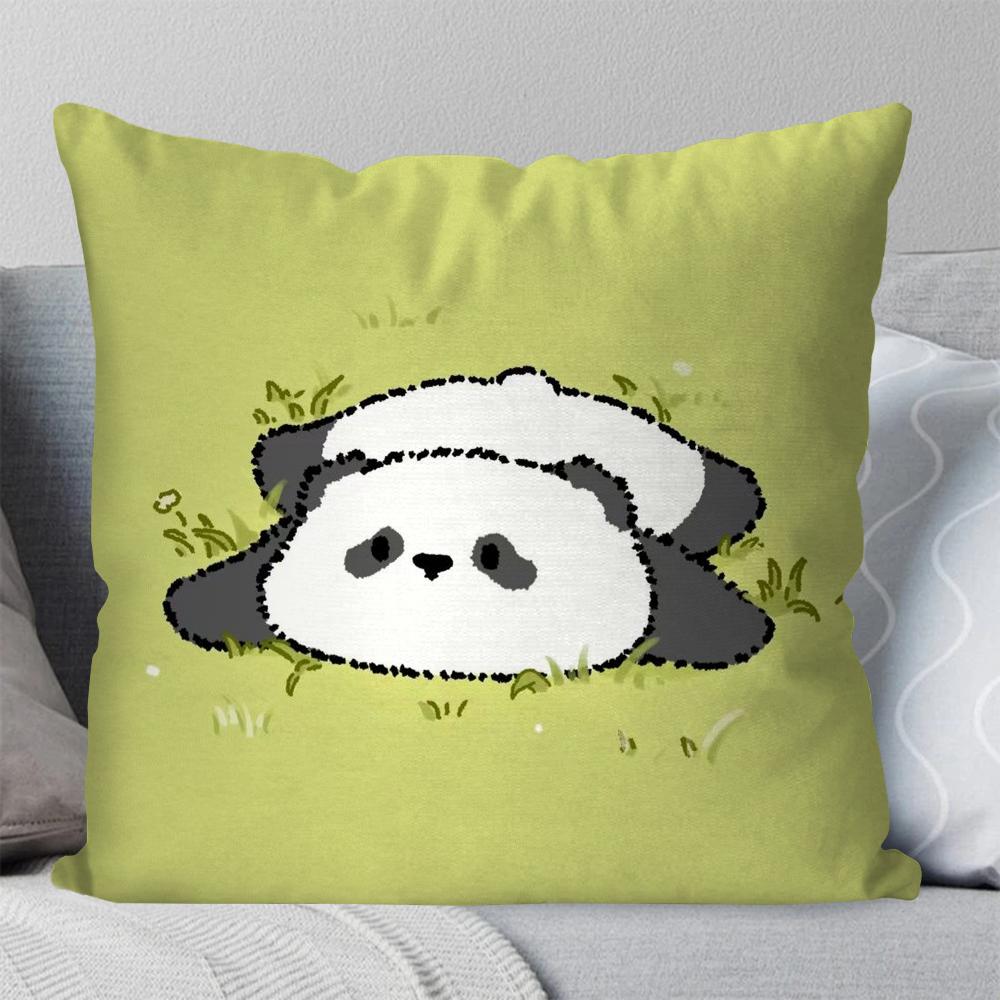 Animated Panda Pillow Case Square Pillow Bedroom Sofa Leisure Comfort Cushion Car Living Room Home Decoration 40X40
