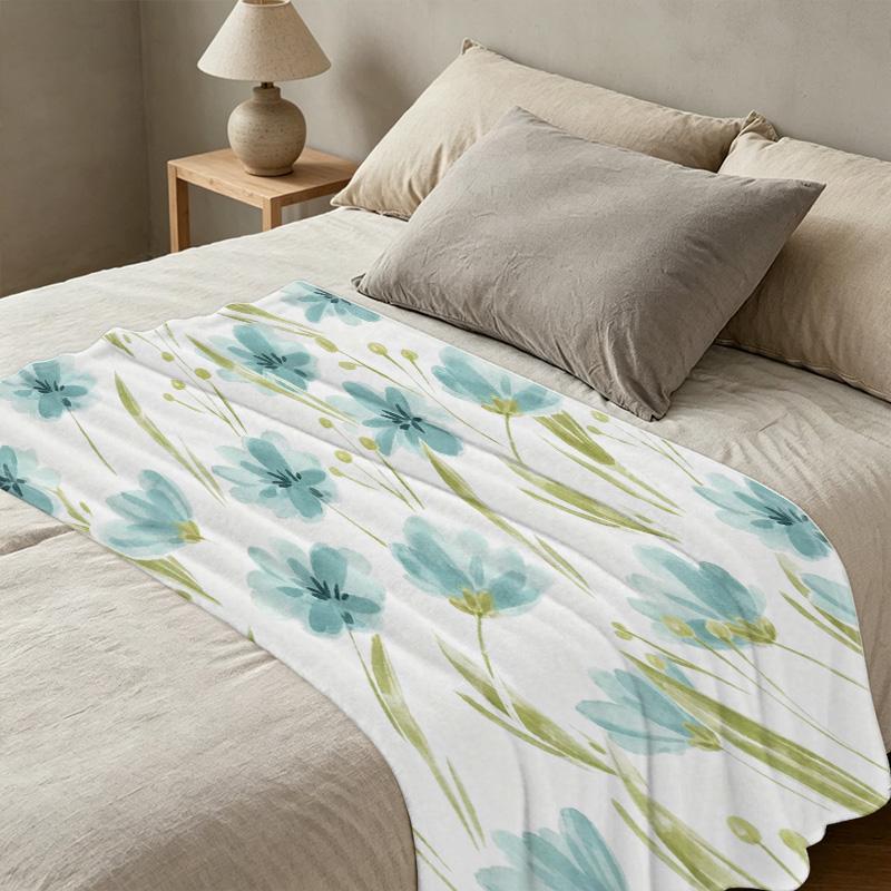 Lightweight Floral Flannel Throw Blanket – Soft, Cozy & Warm Home Blanket for Christmas, Halloween Holiday & Daily Use