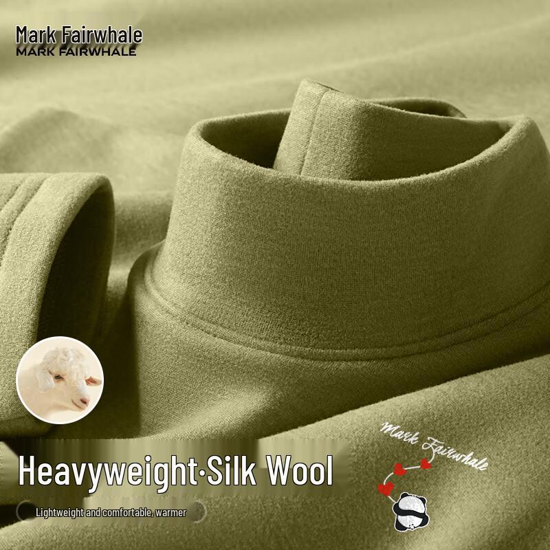 Men s Wool Silk Semi-High Neck Long Sleeve T-Shirt XL