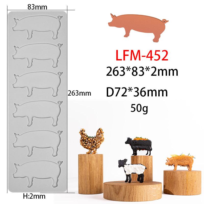 Tier-Thema Silikonform-Matte Schwein Kuh Schaf Huhn Fondant Dessert Kuchen Dekoration Werkzeuge Schokoladenkuchen Spitzenmatten Form