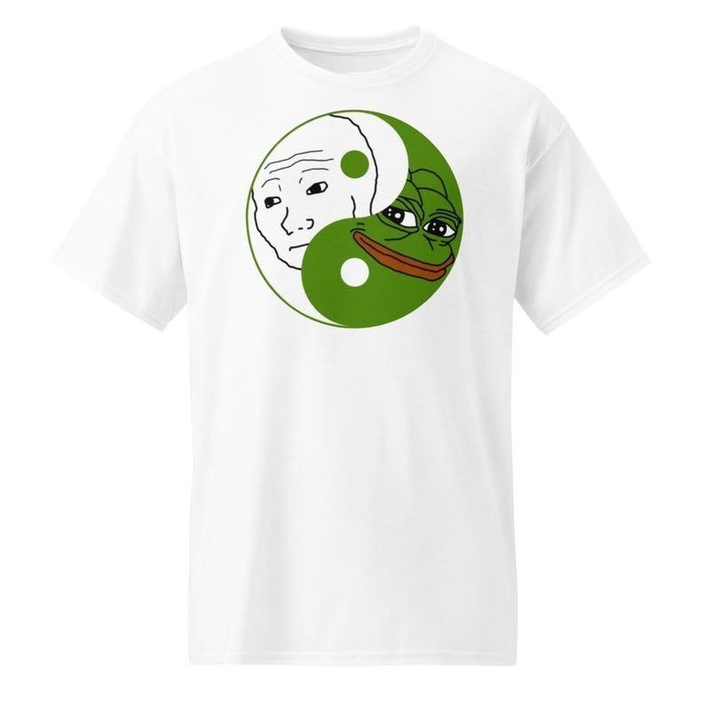 Funny Pepe The Frog and Wojak Yin Yang Meme Print T-shirt Summer Fashion Casual Comfortable Soft Cotton Unisex Tees Streetwear