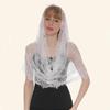 White Lace Veil Delicate Floral Embroidery Breathable Soft Mesh Lightweight Bridal Veil for Formal Church Wedding