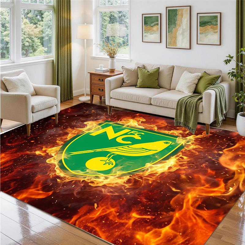 Norwich City Football Design Crystal Velvet Rug Soft Decorative Mat for Bedroom Entrance
